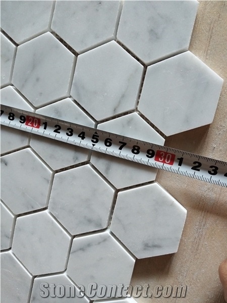 Honed Carrara White Marble Hexagon Mosaic