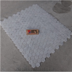 Premium Quality Carrara White Hexagon Mosaic Tile Backsplash