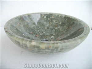 Art Mosaic Sink Marble Basin Pretty Design Customized Size