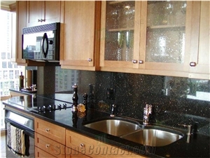 Black Galaxy Granite Kitchen Countertops Splash Board