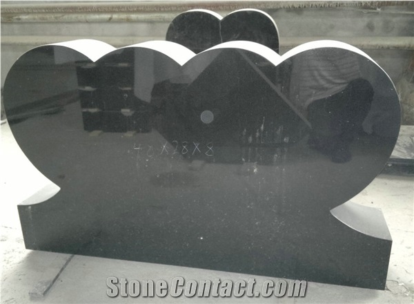 Black Granite Headstone Engraved Tombstone Monument