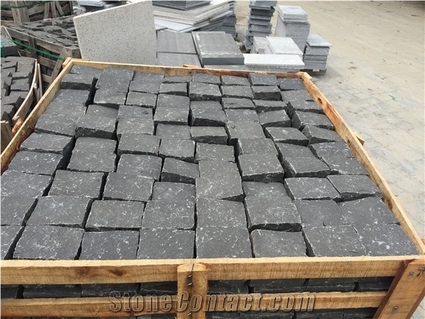Black Grey Basalt Cubic Stone Driveway Paving Stone