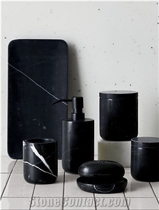 Black Handcrafted Marble Bathroom Accessories