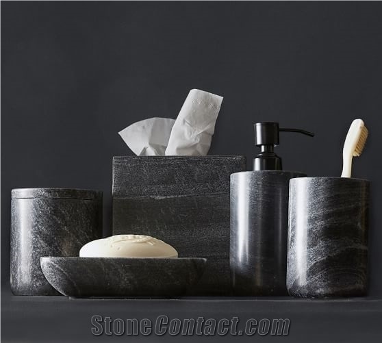 Black Handcrafted Marble Bathroom Accessories from China 