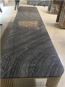 Black Wooden Marble Slab Booking Match Wall Panel