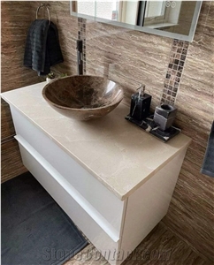 Crema Marfil Beige Marble Bathroom Vanity Top