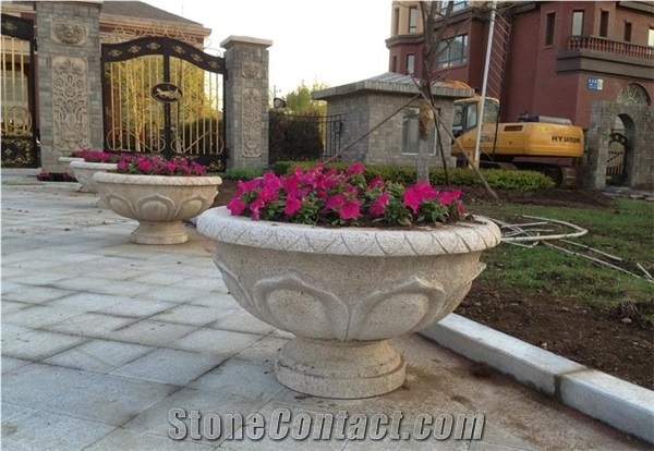 Customized Design Granite Flowerpot for Outdoor Decoration