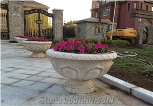 Customized Design Granite Flowerpot for Outdoor Decoration