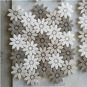 Flower Pattern Marble Mosaics for Wall Panels Cladding Tiles