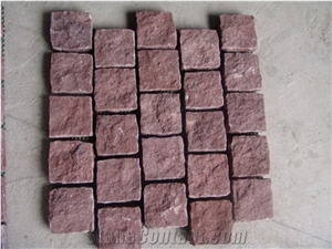 G666 Red Porphyry Cobble Stone Paver Cube Stone