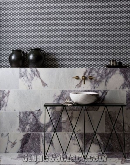 Lilac White Milas New York Marble Book Match Honeycomb