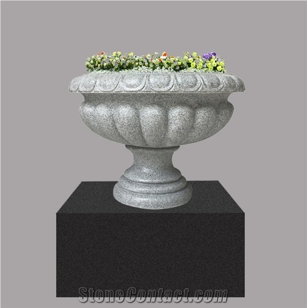 Natural Customized G603 Grey Granite Flowerpot for Landscap
