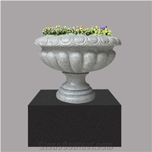 Natural Customized G603 Grey Granite Flowerpot for Landscap