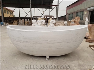 Natural Stone White Marble Bathtub Customized Size