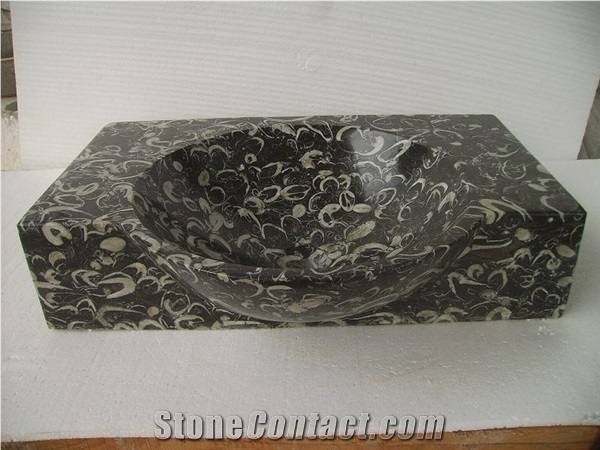 New Arrivals Black Fossil Ancient Marble Sinks Basin