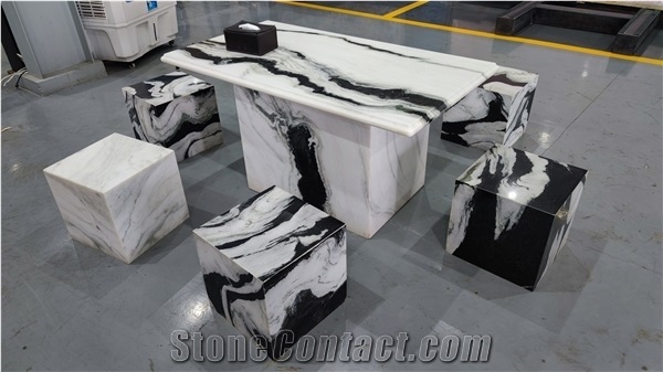Panda White Marble with Various Patterns