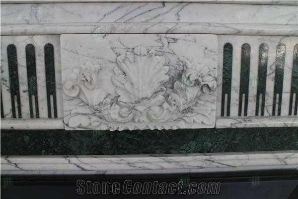 Sculpture Decoration Stone Carved White Marble Fireplace