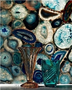 Semiprecious Stone Gemstone Blue Agate Tile Slab