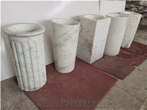 Standing White Marble Sink Basin Vanity Top for Hotel Villa