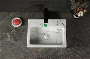 White Bianco Carrara Marble Water Sinks with Special Design