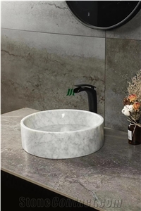 White Bianco Carrara Marble Water Sinks with Special Design