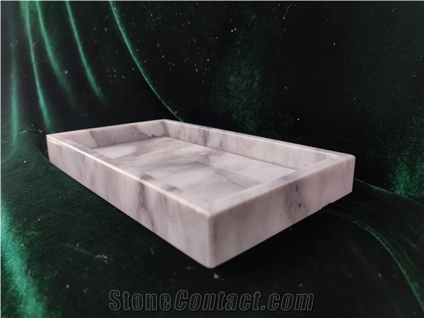 White Marble Craft Honed Rectangle Towel Tray Hotel Design