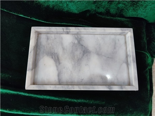 White Marble Craft Honed Rectangle Towel Tray Hotel Design