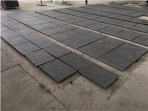 Flamed Angola Black Granite Paving Tiles