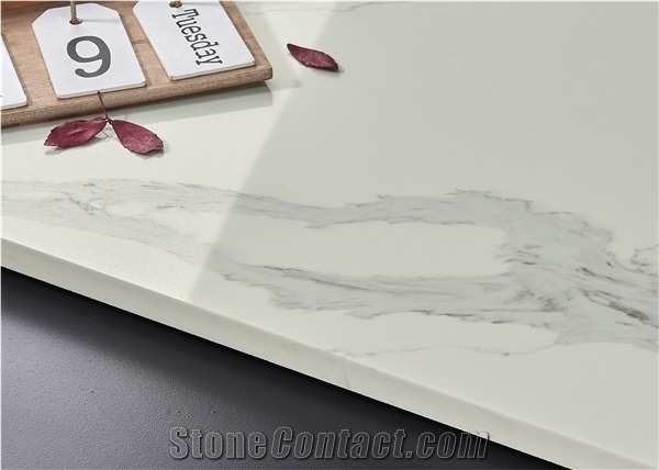 Artificial Stone Calacatta White Quartz for Countertop