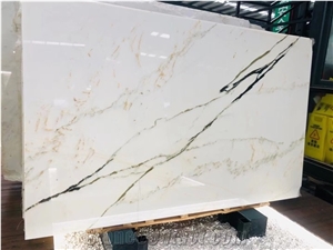Columbia White Twill with Black Vein Marble Slabs