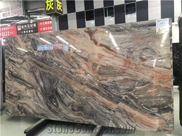 Italian Venice Brown Marble Dazzled Colour Slabs Project