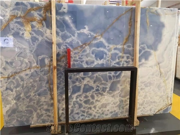 Turkey Polished Drean Ocean Blue Ice Onyx Slabs,Tiles