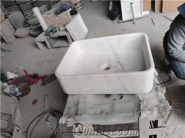 Bianco Carrara White Marble Stone Sink