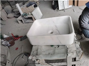 Bianco Carrara White Marble Stone Sink