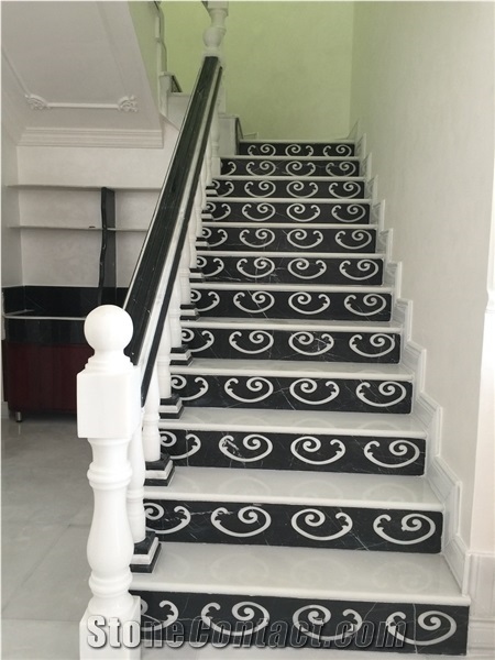 China Pure White Marble Stair Steps Tread Riser