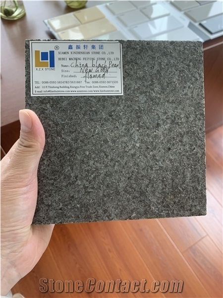New G684 Black Pearl Black Granite Flamed Brushed Tile Paver
