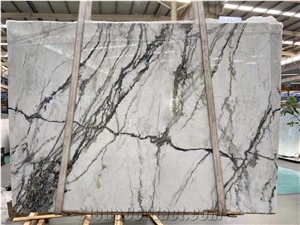 Polished Honed Clivia Marble with Green Veins Slab