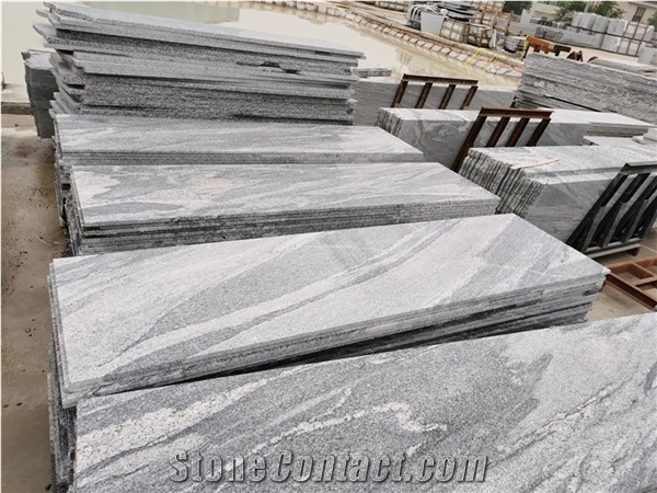 Sandblasted Surface China Hunan Juparana Grey Granite Tile Slab