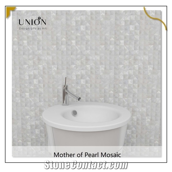 3d Convex Art White Color Mop Shell Mosaic Tiles Bathroom