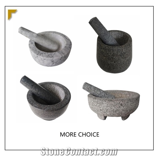 6 Inch Mortar&Pestle Set Solid Stone Grinder/Guacamole Bowl