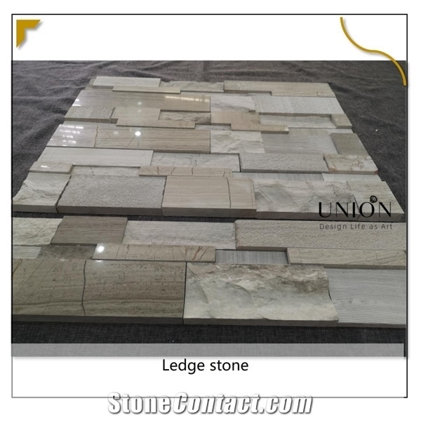 America Popular 3dwall Decorative White Wooden Marble Stone