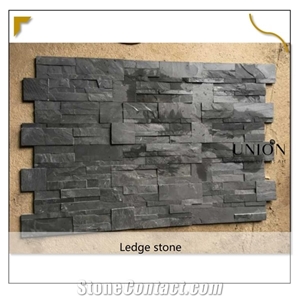 Black-Cultured Slate Format 18x35 Panel Stone for Wall Decor
