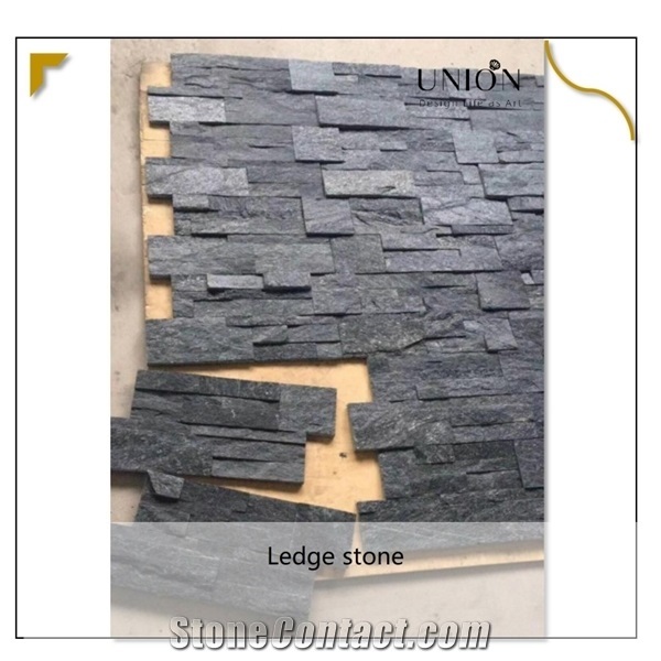 Black Quartiz Format Stacked Stone Wall for Backgroup Decor