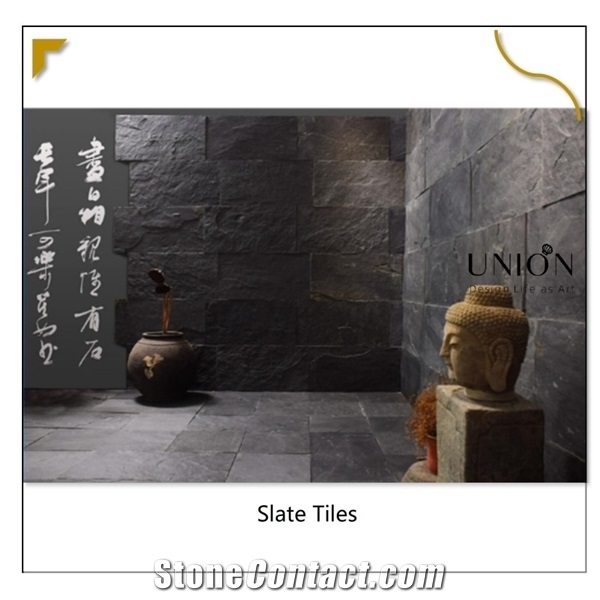 Black Slate Stone Patio Interlocking Paving Tile Square Flor