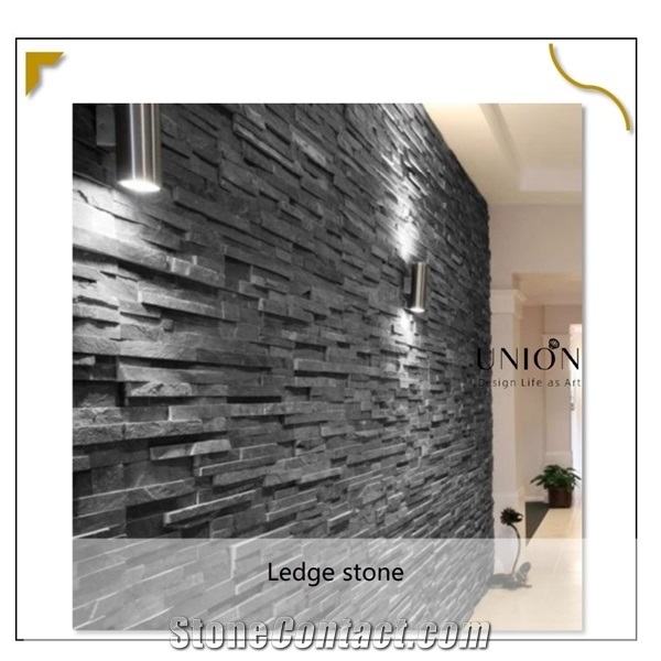 Classic Black Ledger Srone Panel Natural Slate Slate Wall