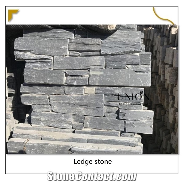 Cultural Black-Slate-Slabs Cement Stacked Stone Z Panel Tile