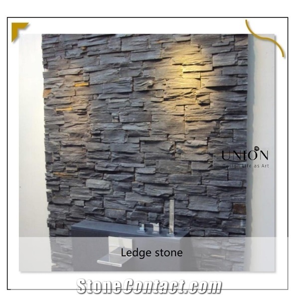 Cultural Black-Slate-Slabs Cement Stacked Stone Z Panel Tile