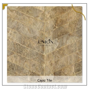 Gold Leaf Pattern Capiz Tiles 100 Natural Backgroup Wall