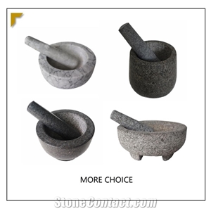 Grey Mortar and Pestle Set Stone Bowl Natural Stone Grinder