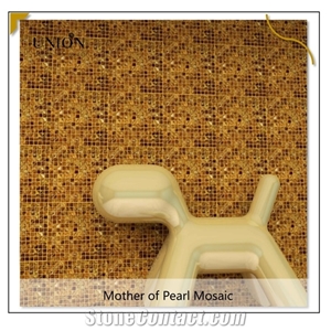 Indoor Wall Decoration Material Mop Dyed Gold Color Mosaic